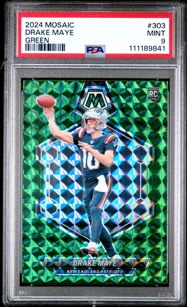 2024 Panini Mosaic Drake Maye #303 (Green) Mint 9 front
