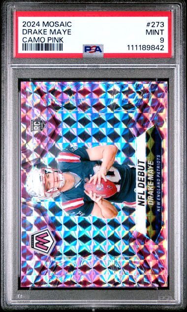 2024 Panini Mosaic Drake Maye #273 (Camo Pink) Mint 9 front