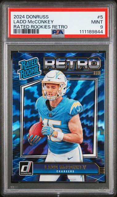 2024 Panini Donruss Rated Rookies Retro Ladd Mcconkey #5 Mint 9 front