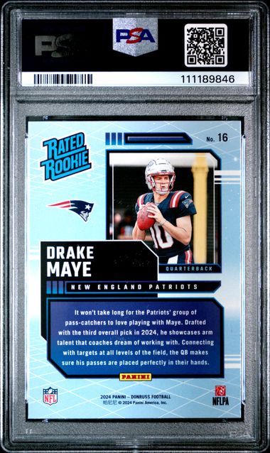 2024 Panini Donruss Rated Rookies Retro Drake Maye #16 Gem Mt 10 back