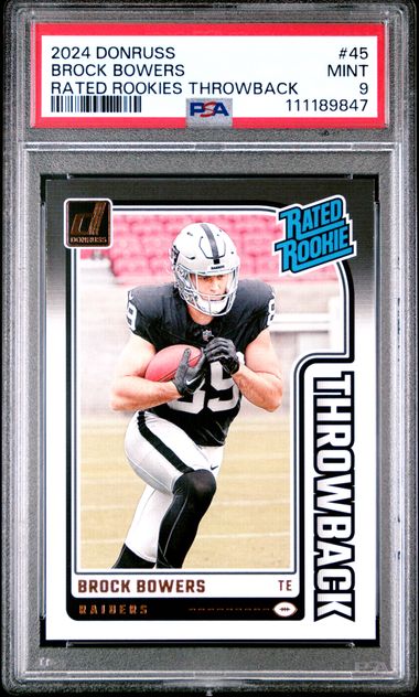 2024 Panini Donruss Rated Rookies Throwback Brock Bowers #45 Mint 9 front
