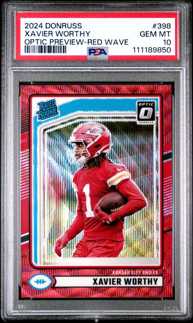 2024 Panini Donruss Xavier Worthy #398 (Optic Preview-Red Wave) Gem Mt 10 front