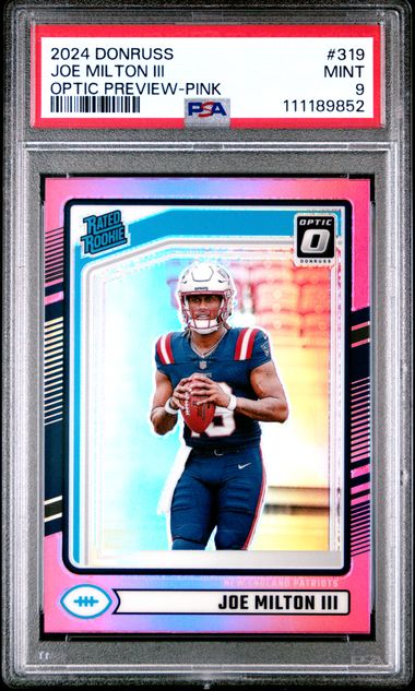 2024 Panini Donruss Joe Milton Iii #319 (Optic Preview-Pink) Mint 9 front