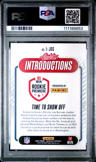 2024 Panini Absolute Introductions Jayden Daniels #Ijds Mint 9 back