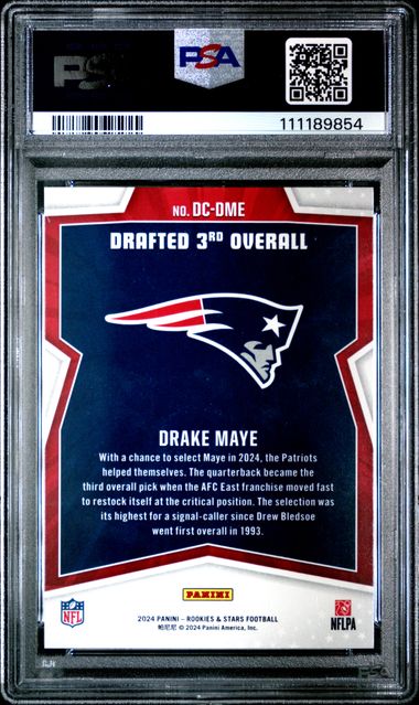 2024 Panini Rookies & Stars Draft Class Drake Maye #Dcdme Gem Mt 10 back