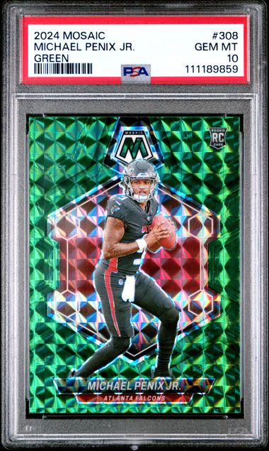 2024 Panini Mosaic Michael Penix Jr. #308 (Green) Gem Mt 10 front