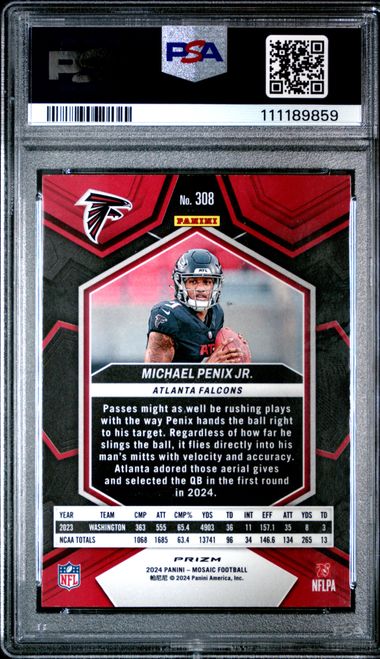 2024 Panini Mosaic Michael Penix Jr. #308 (Green) Gem Mt 10 back