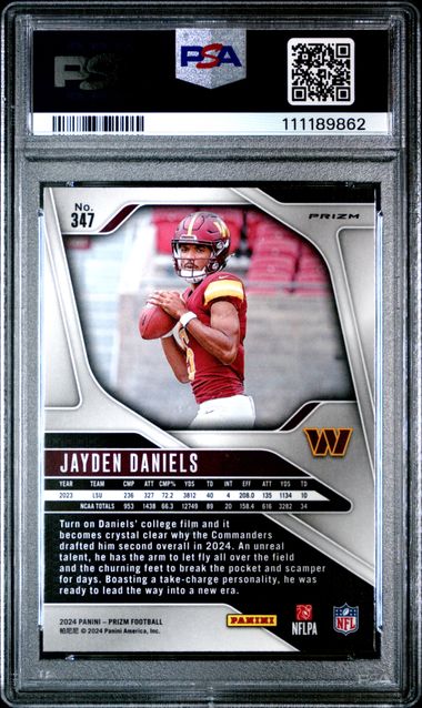2024 Panini Prizm Jayden Daniels #347 (Neon Green Pulsar) Mint 9 back