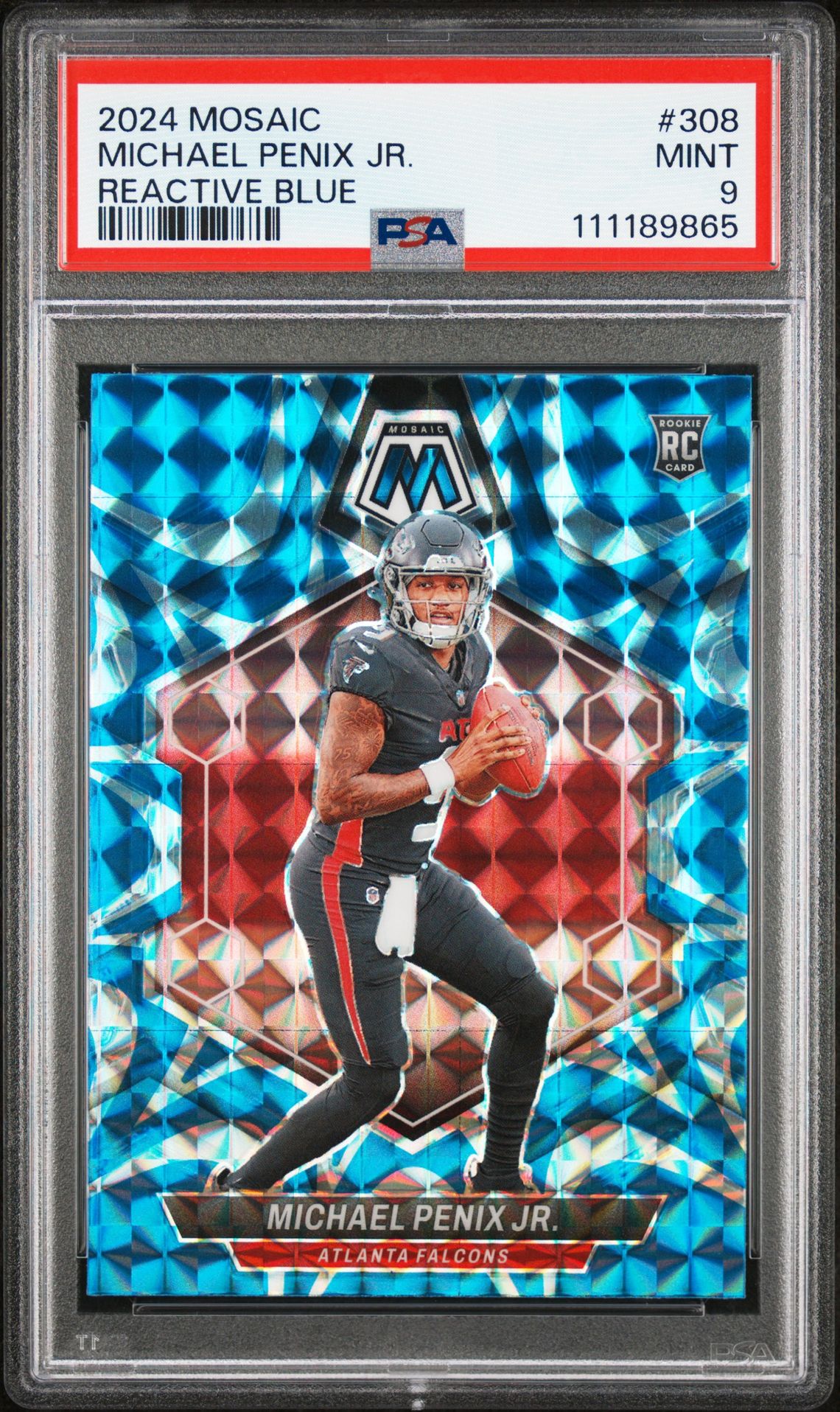 2024 Panini Mosaic Michael Penix Jr. #308 (Reactive Blue) Mint 9 front