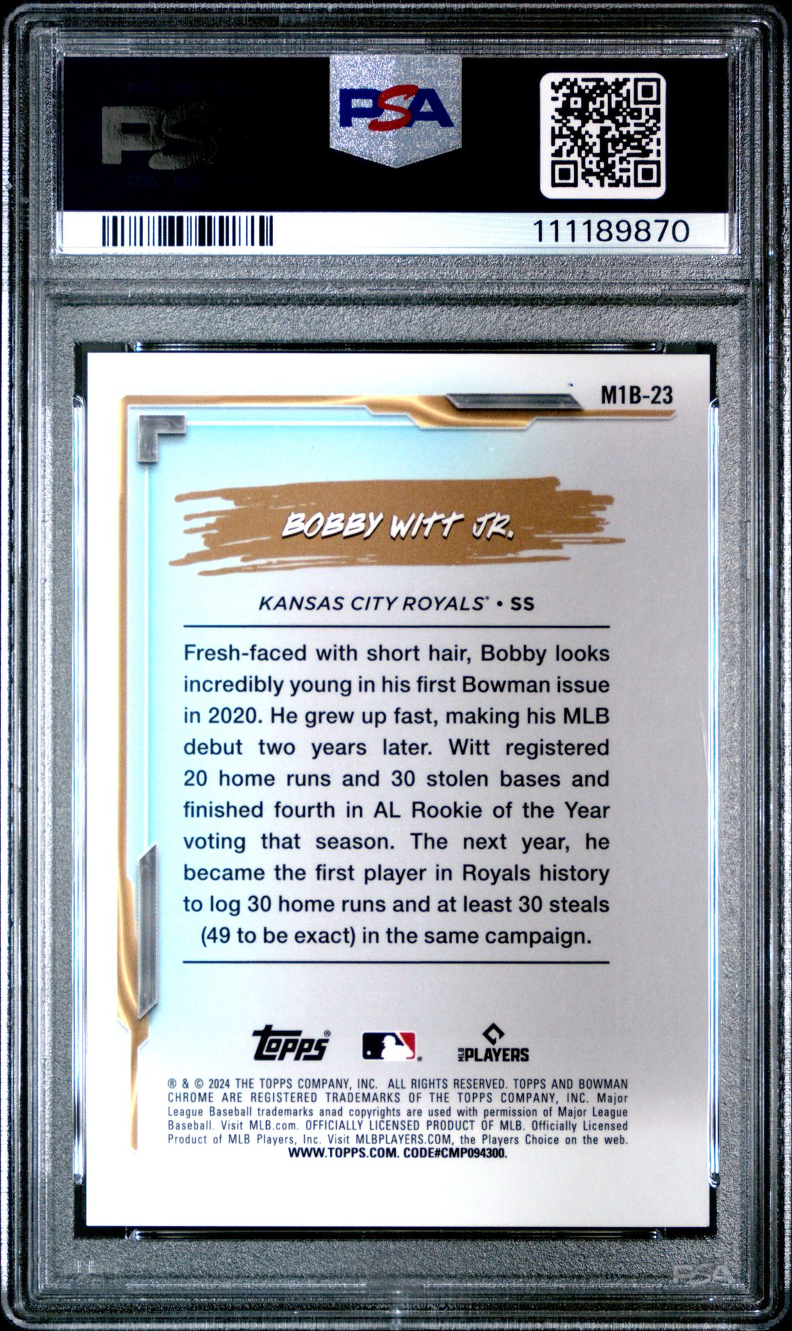 2024 Bowman Chrome Mega Box My 1St Bowman Bobby Witt Jr. #23 (My 1St Bowman-Green Ref) Mint 9 back