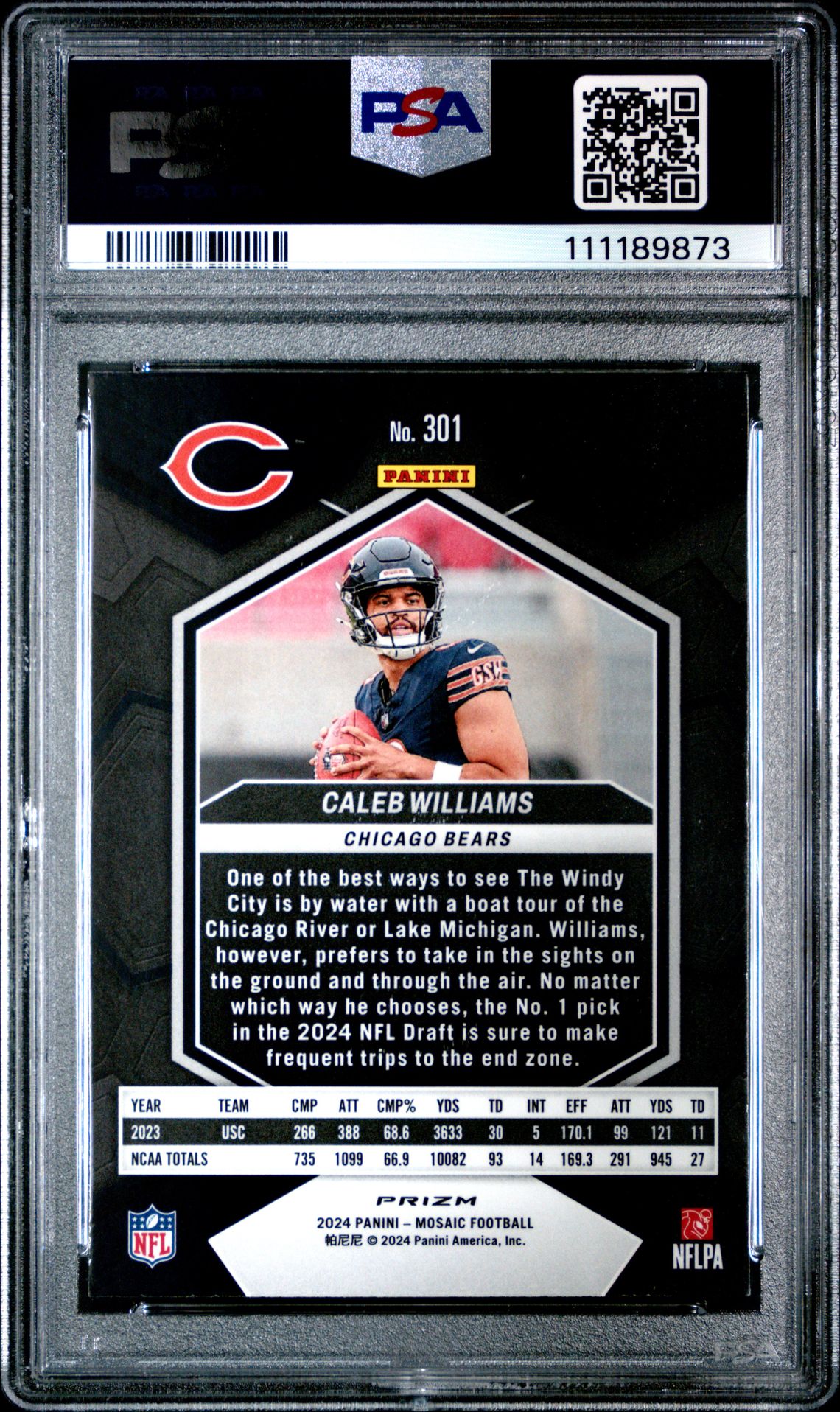 2024 Panini Mosaic Caleb Williams #301 (Green) Mint 9 back