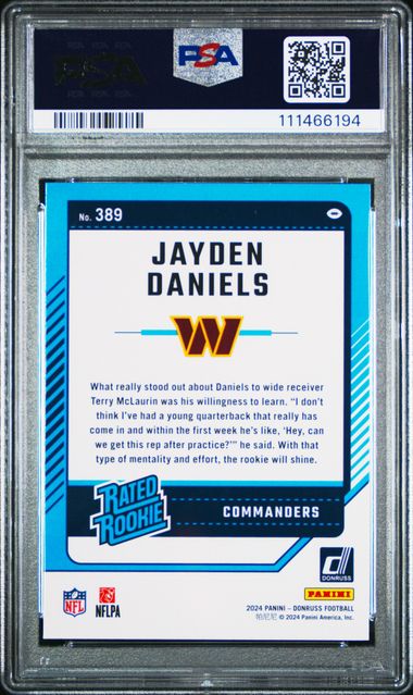 2024 Panini Donruss Jayden Daniels #389 Mint 9 back