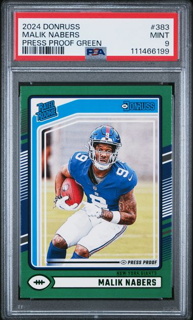 2024 Panini Donruss Malik Nabers #383 (Press Proof Green) Mint 9 front