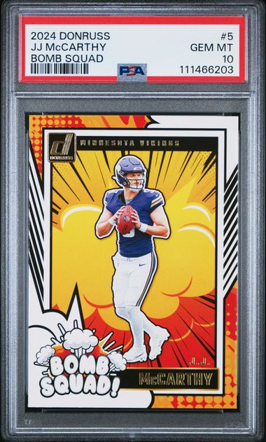 2024 Panini Donruss Bomb Squad Jj Mccarthy #5 Gem Mt 10 front
