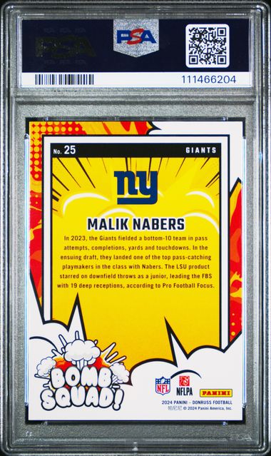 2024 Panini Donruss Bomb Squad Malik Nabers #25 Gem Mt 10 back