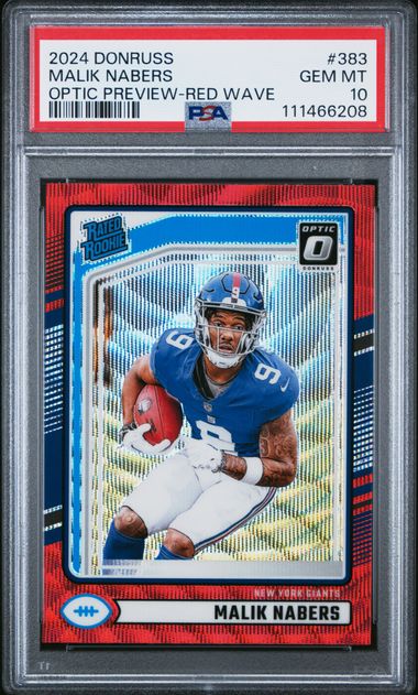 2024 Panini Donruss Malik Nabers #383 (Optic Preview-Red Wave) Gem Mt 10 front
