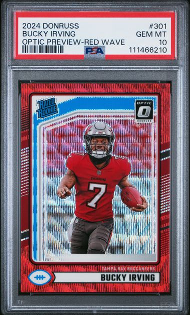 2024 Panini Donruss Bucky Irving #301 (Optic Preview-Red Wave) Gem Mt 10 front