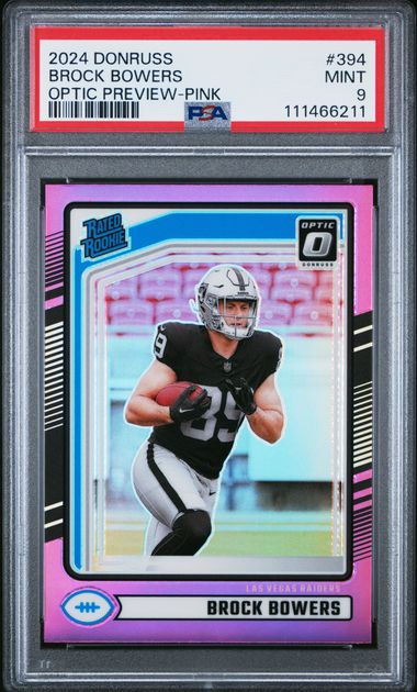 2024 Panini Donruss Brock Bowers #394 (Optic Preview-Pink) Mint 9 front
