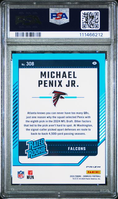 2024 Panini Donruss Michael Penix Jr. #308 (Optic Preview-Pink) Mint 9 back
