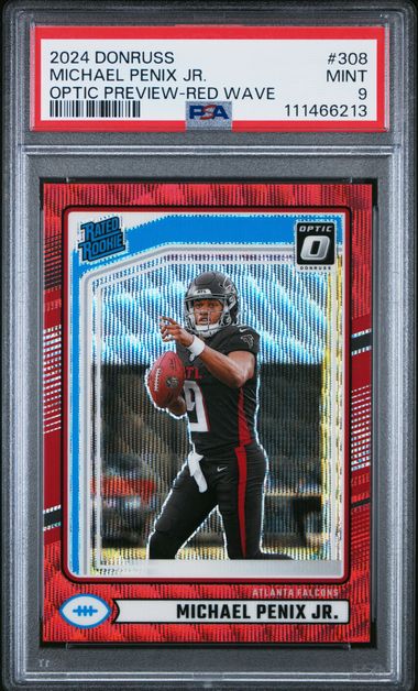 2024 Panini Donruss Michael Penix Jr. #308 (Optic Preview-Red Wave) Mint 9 front