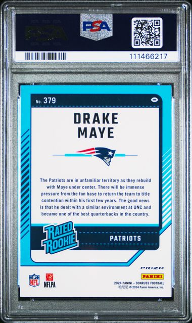 2024 Panini Donruss Drake Maye #379 (Optic Preview-Red Wave) Mint 9 back