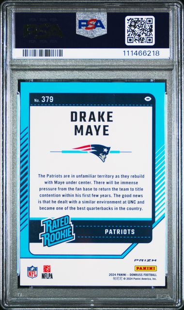 2024 Panini Donruss Drake Maye #379 (Optic Preview-Football Emoji) Gem Mt 10 back