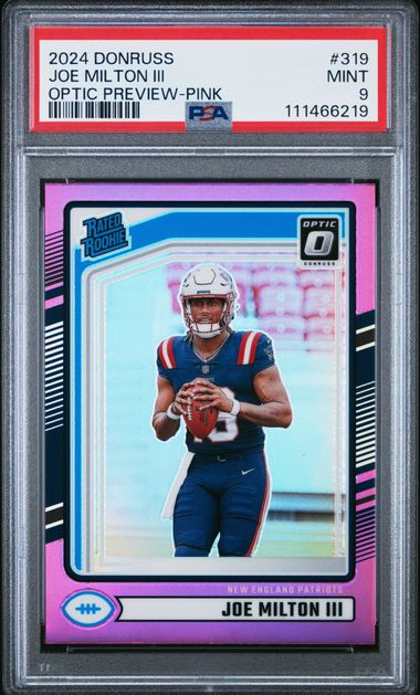 2024 Panini Donruss Joe Milton Iii #319 (Optic Preview-Pink) Mint 9 front