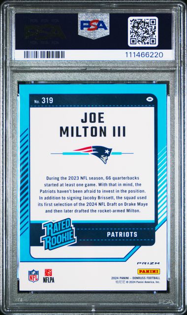 2024 Panini Donruss Joe Milton Iii #319 (Optic Preview-Pink) Mint 9 back