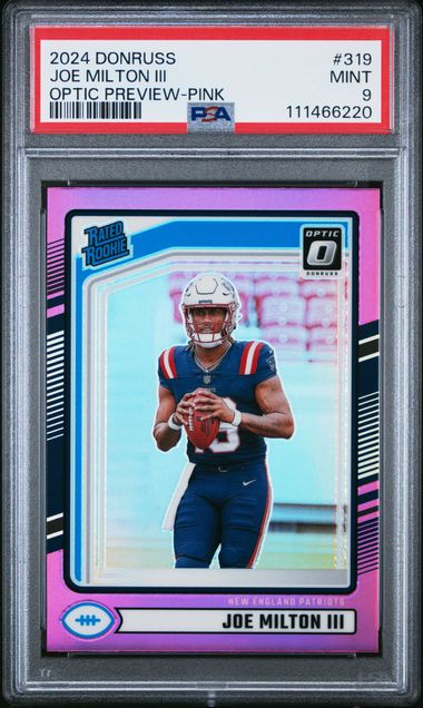 2024 Panini Donruss Joe Milton Iii #319 (Optic Preview-Pink) Mint 9 front
