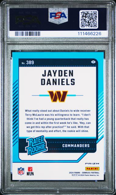 2024 Panini Donruss Jayden Daniels #389 (Optic Preview-Red Wave) Gem Mt 10 back