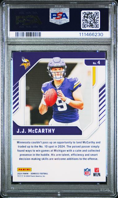2024 Panini Donruss The Elite Series Rookies Jj Mccarthy #4 Mint 9 back
