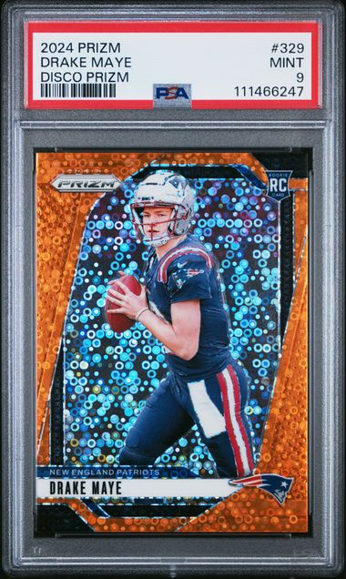 2024 Panini Prizm Drake Maye #329 (Disco Prizm) Mint 9 front