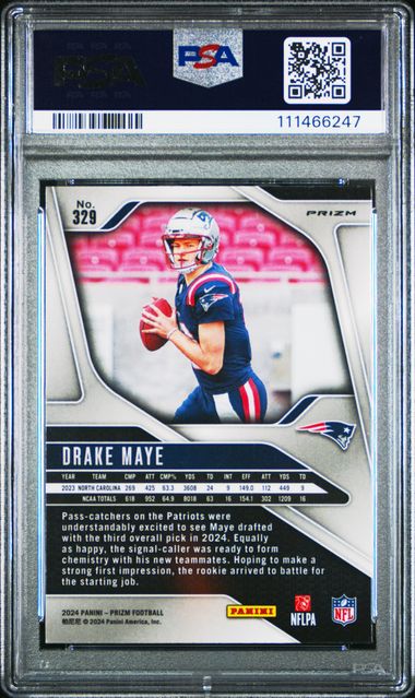 2024 Panini Prizm Drake Maye #329 (Disco Prizm) Mint 9 back