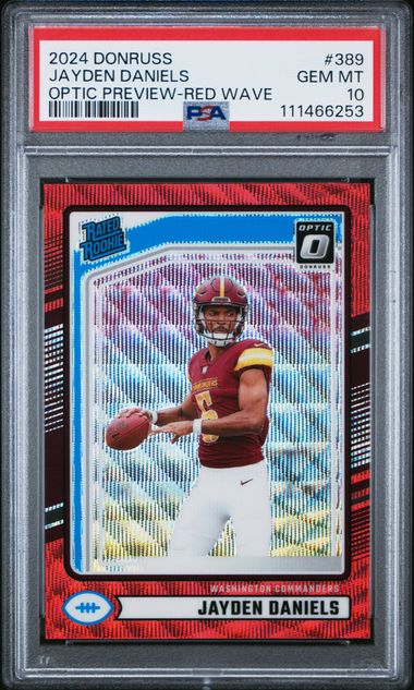 2024 Panini Donruss Jayden Daniels #389 (Optic Preview-Red Wave) Gem Mt 10 front
