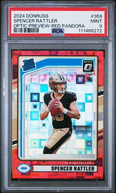 2024 Panini Donruss Spencer Rattler #359 (Optic Preview-Red Pandora) Mint 9 front