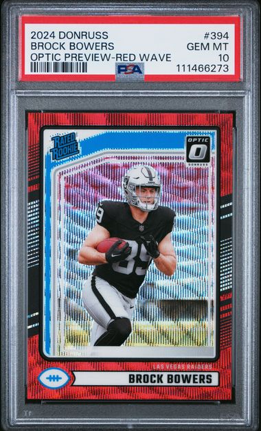 2024 Panini Donruss Brock Bowers #394 (Optic Preview-Red Wave) Gem Mt 10 front