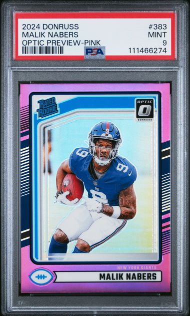2024 Panini Donruss Malik Nabers #383 (Optic Preview-Pink) Mint 9 front
