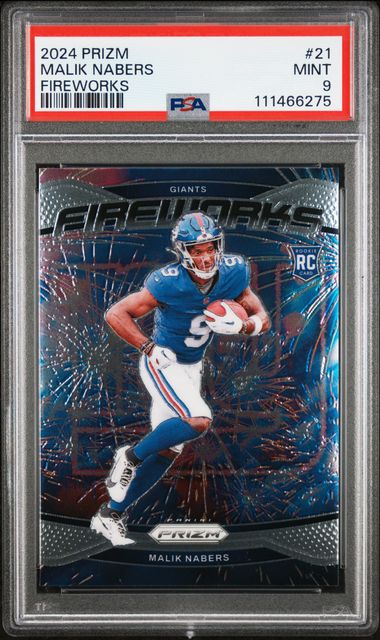 2024 Panini Prizm Fireworks Malik Nabers #21 Mint 9 front