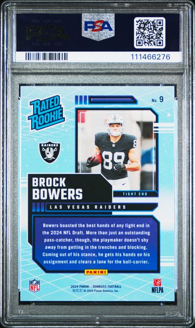 2024 Panini Donruss Rated Rookies Retro Brock Bowers #9 Gem Mt 10 back