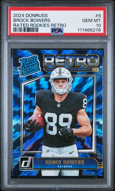 2024 Panini Donruss Rated Rookies Retro Brock Bowers #9 Gem Mt 10 front
