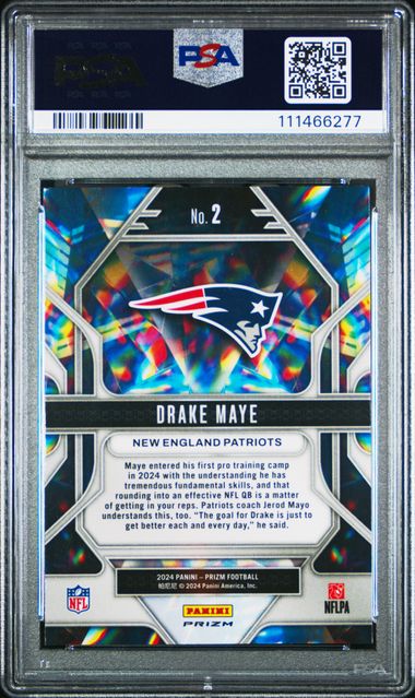 2024 Panini Prizm Prizmatic Drake Maye #2 (Prizmatic-Green Prizm) Gem Mt 10 back