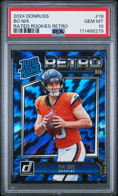 2024 Panini Donruss Rated Rookies Retro Bo Nix #19 Gem Mt 10 front