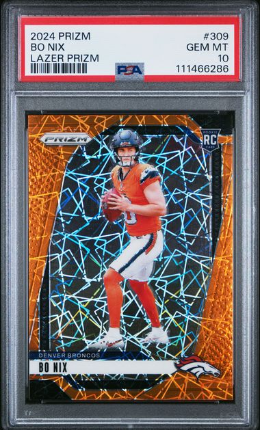 2024 Panini Prizm Bo Nix #309 (Lazer Prizm) Gem Mt 10 front
