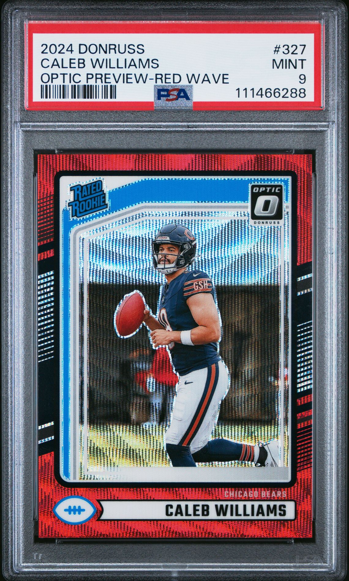 2024 Panini Donruss Caleb Williams #327 (Optic Preview-Red Wave) Mint 9 front