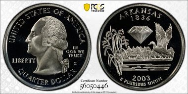 2003-S 25C Arkansas Silver PR69DCAM