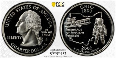 2002-S 25C Ohio Silver PR69DCAM