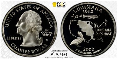 2002-S 25C Louisiana Silver PR69DCAM