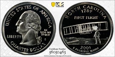 2001-S 25C North Carolina Silver PR69DCAM