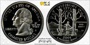 2001-S 25C Vermont Silver PR69DCAM