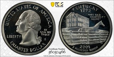 2001-S 25C Kentucky Silver PR68DCAM